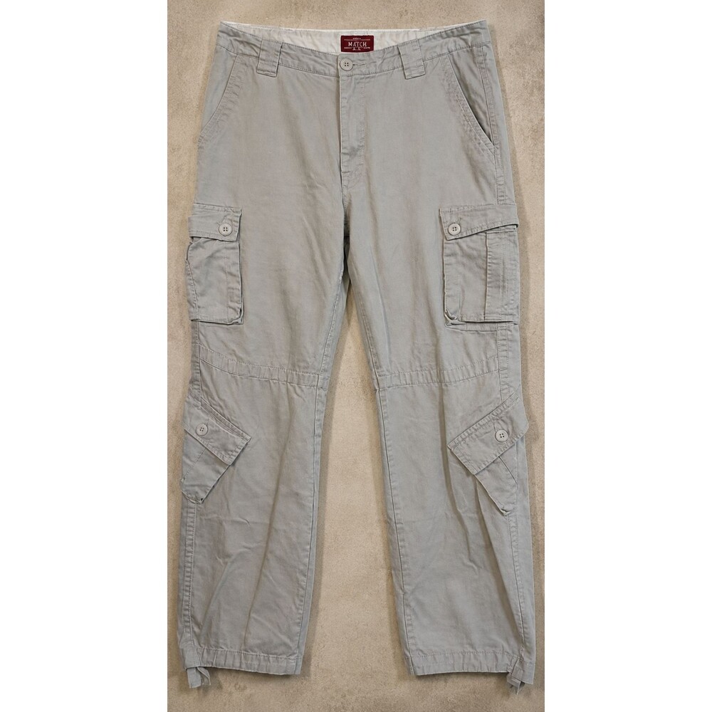 MATCH MATCHSTICK Cargo Pants Mens 36 Stone Paratrooper Y2K Utility Techwear